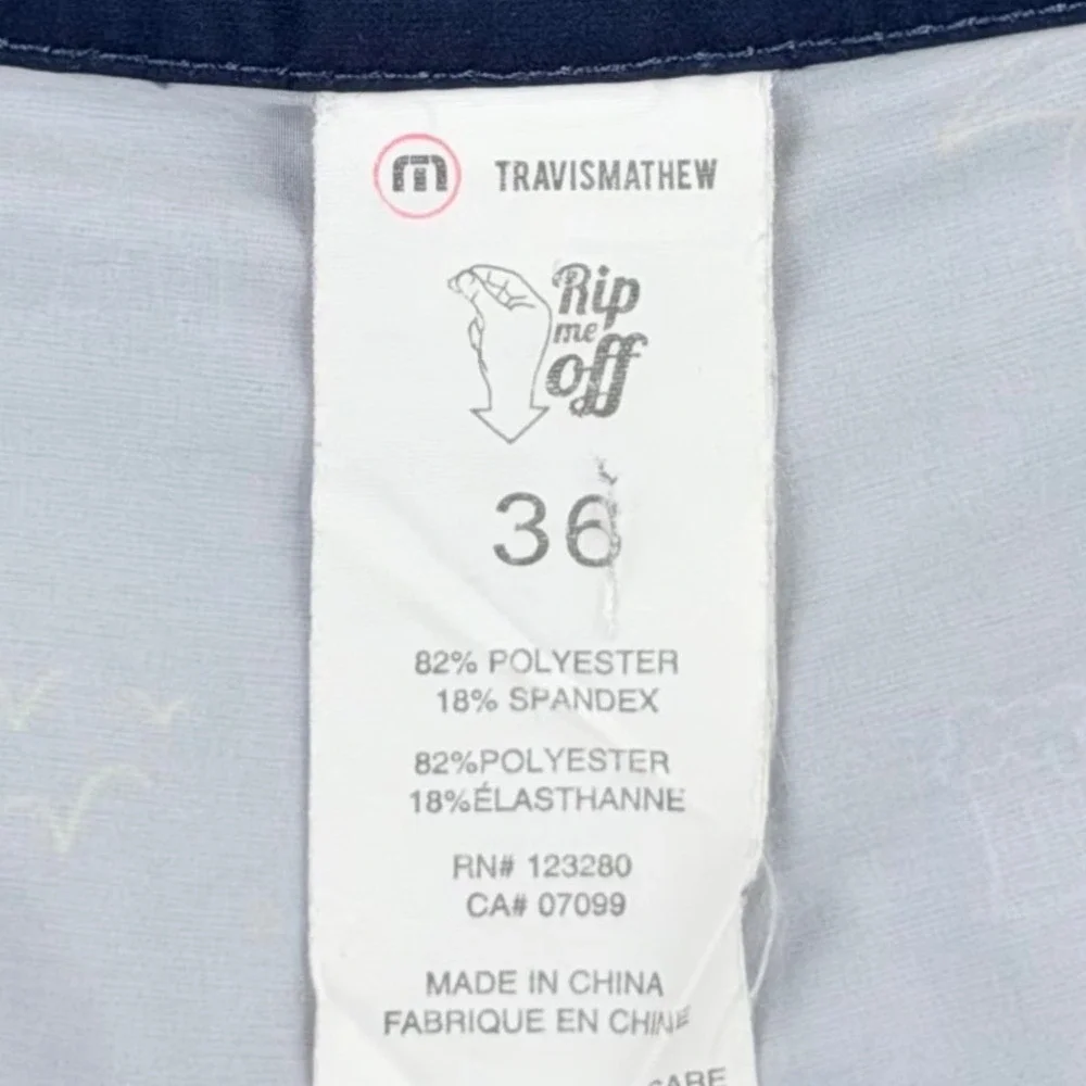 TravisMathew Board Shorts Men 36 Blue Palm Surf Beer Beach Tropical Resort 9
